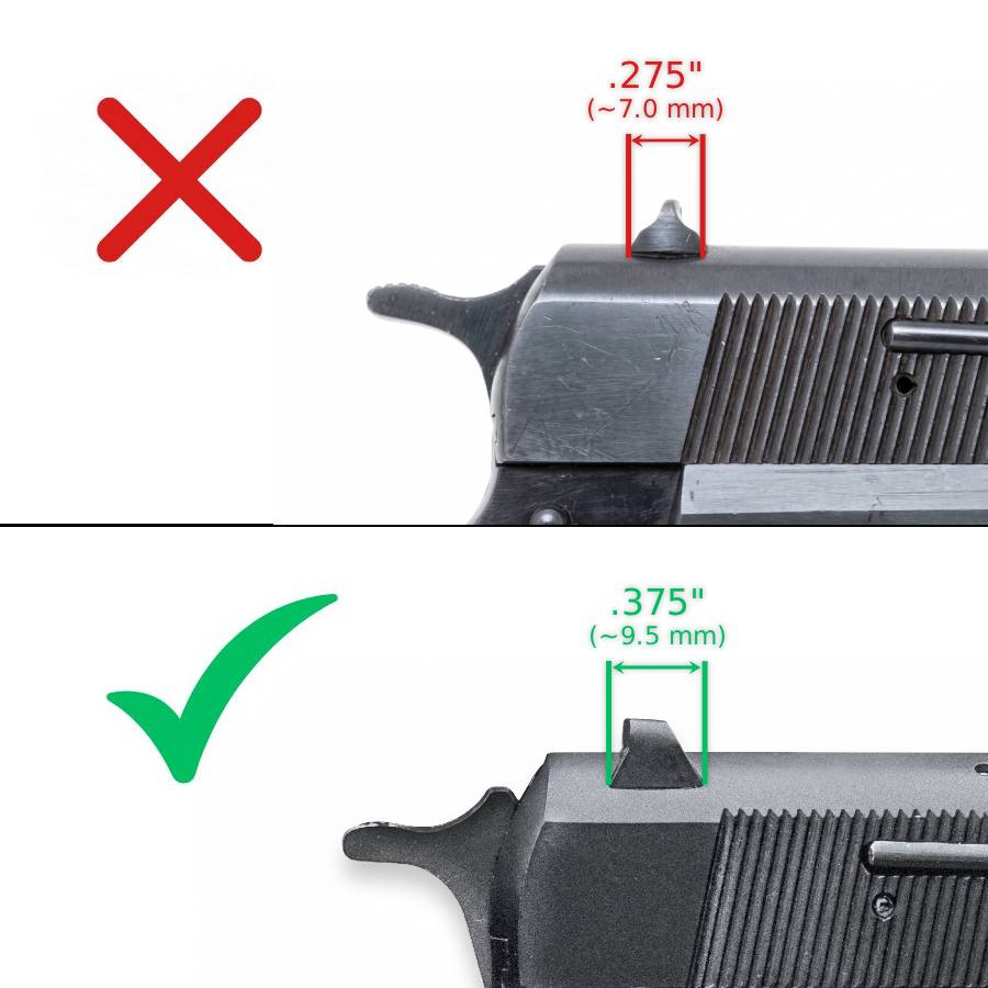 Browning Hi-Power [Vigilante Mark III Practical HP40] justerbare sigtemidler | blank - Ubitzu