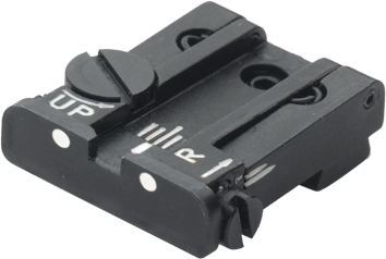 Glock [G17 G19 G26 & other] justerbart bagsigte | hvide prikker - Ubitzu